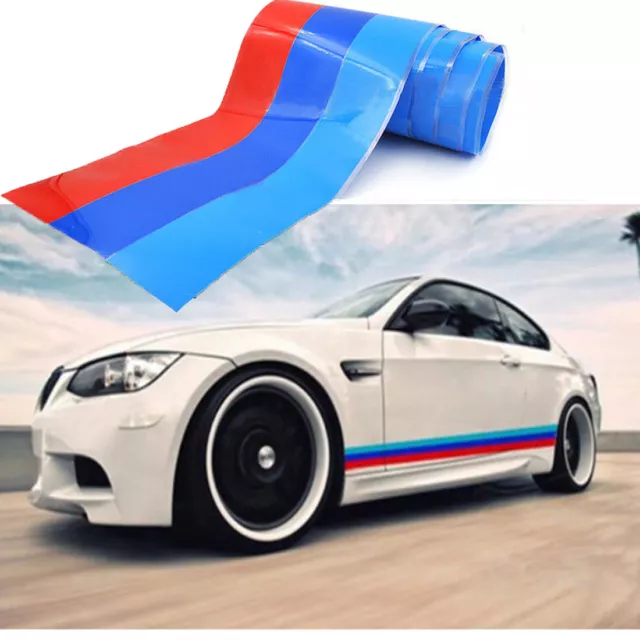 1m For BMW Car M Sport Tech 3 Color Stripes Sticker Vinyl Decal Badge Emblem