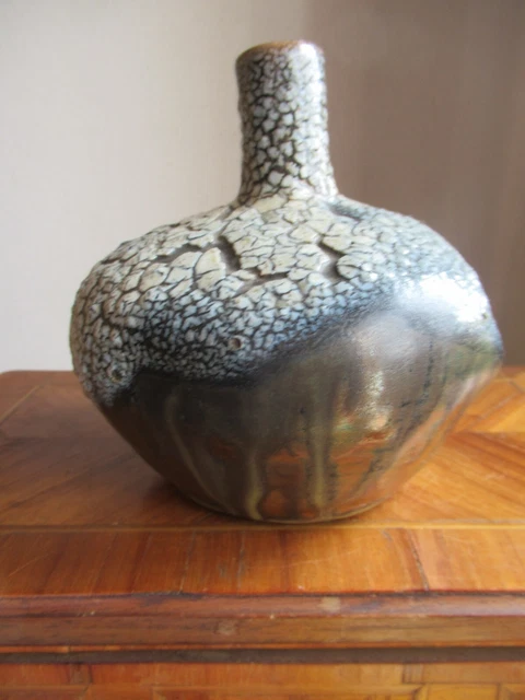 Vase Ancien En Gres Emaille Signe Paul Janneney Saint Amand En Puisaye