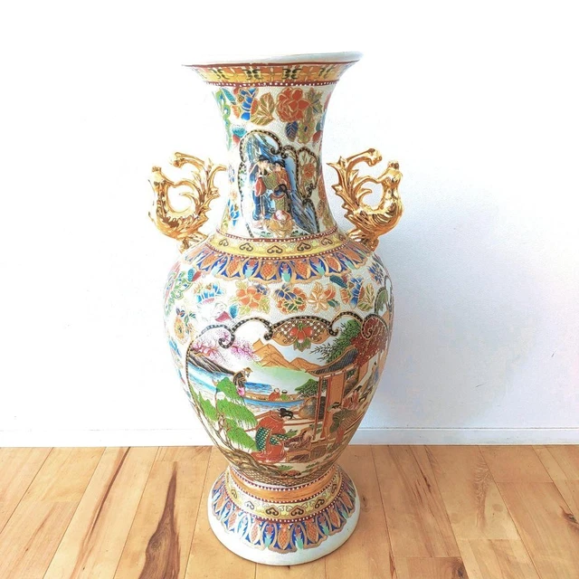 中国美術 古玩 红釉雙耳花瓶 置物 中国美術】 花瓶花器骨董古美術金彩花入飾壺双耳唐物$331.76