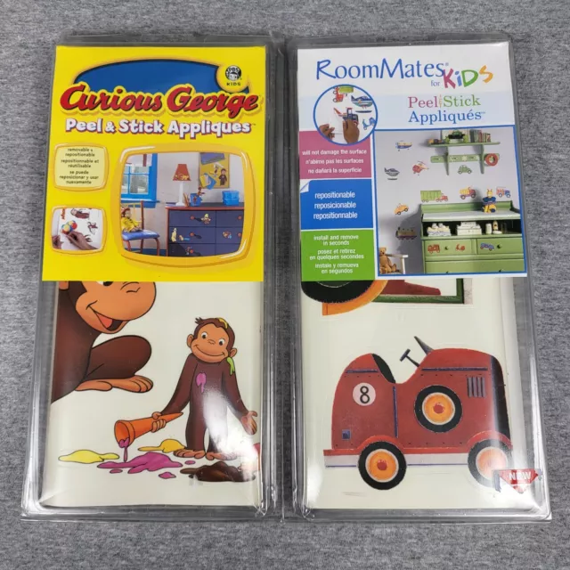 Curious George Stickers 20 Precut Wall Appliques PBS BONUS CARS TRUCKS TRACTORS