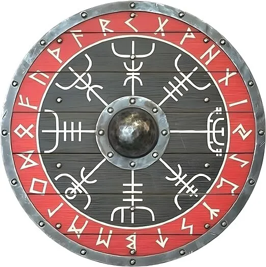 24" Wooden Viking Shield Black & Red.