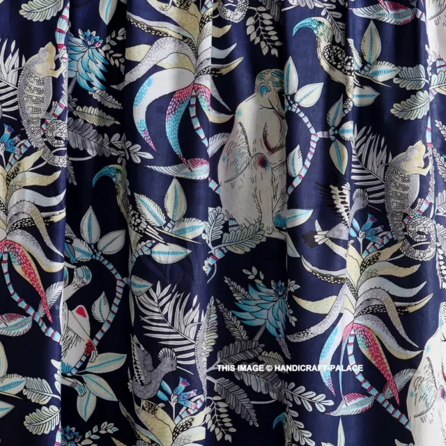 45" Mono Algodón Estampado Tela De 4.6m Vestido Costura Tela Indio Azul Color