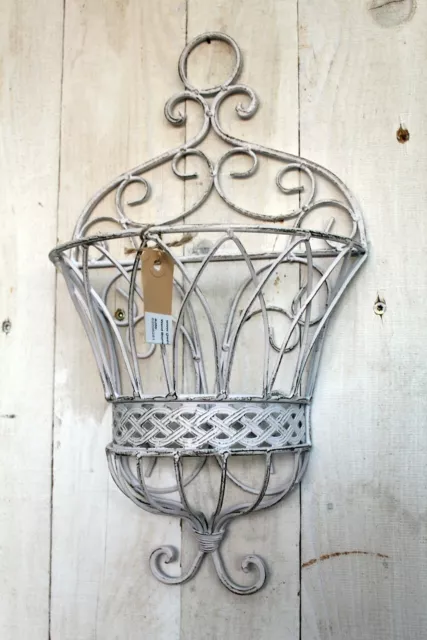 Wand Blumenhalter Shabby groß Dekokorb Nostalgie Hängekorb Ablage