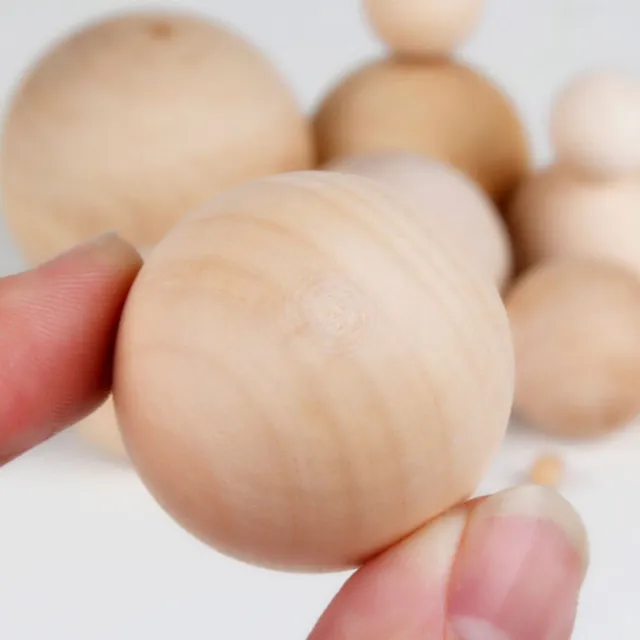 Natural Wooden Craft Wood Balls Sphere Craft Supplies Round