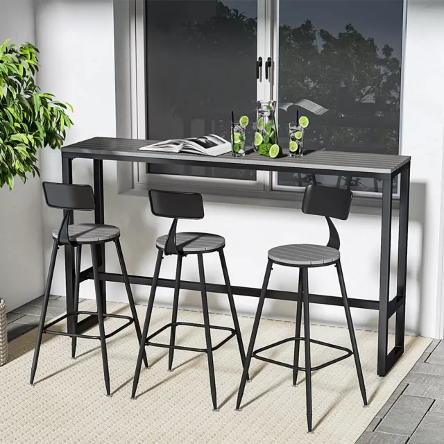 2/3 Seater Garden Bar Table and Chairs Outdoor Dining Bistro Table & Stools Set