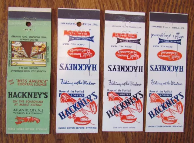 Animal 4 Lobster Matchbooks: Hackney's Restaurant (Atlantic City, New Jersey) D1