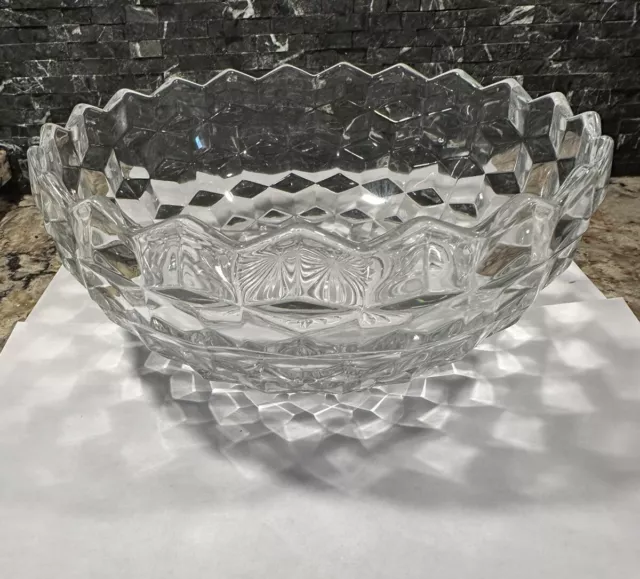 Vintage Fostoria American Clear Glass Serving Bowl 8” Dish Elegant Tableware