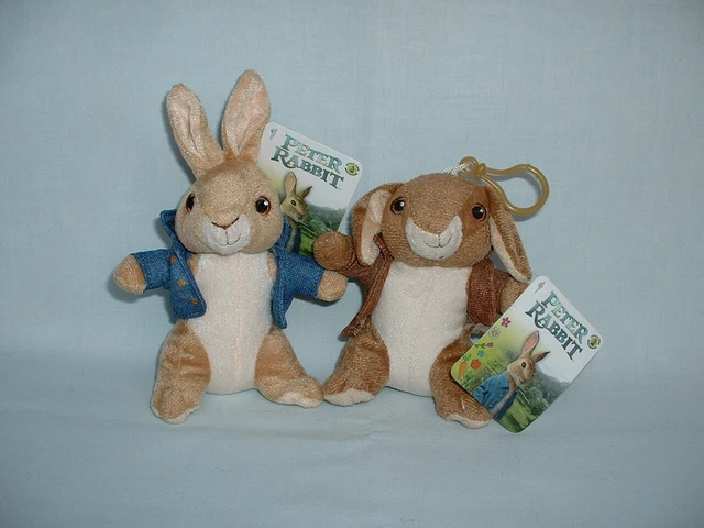 PETER RABBIT & BENJAMIN BUNNY Bag Clip Soft Plush Toys With Tags (BOOK ...