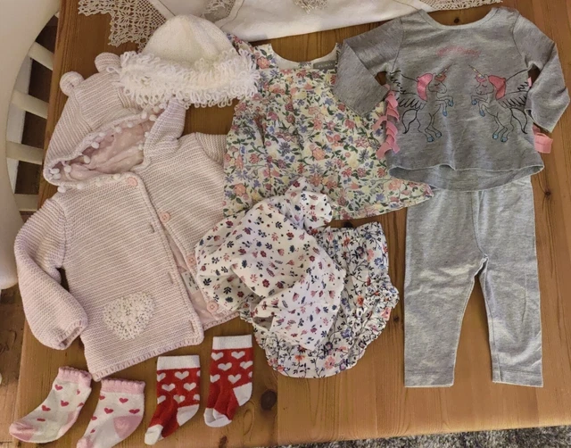 Baby Girls Bundle  3-6mths coat top dress socks hat pants