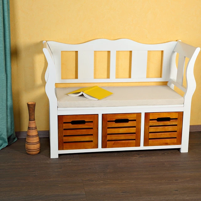 Banc à Chaussures En Bois Massif – Avec Assise Et Rangement, 55x36x42 Cm, Charge 100 Kg - 8