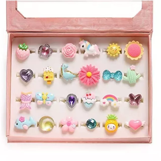 24 Pcs/Set Cute Love Heart Ring Cartoon Ring Gift Set Ring Set Toy  Girls