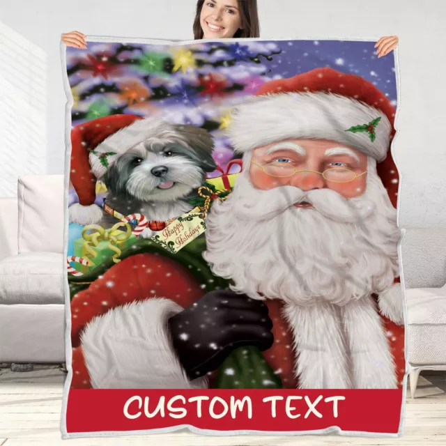 Lhasa Apso Dog Blanket Personalized Throw Woven Fleece Sherpa Christmas NWT