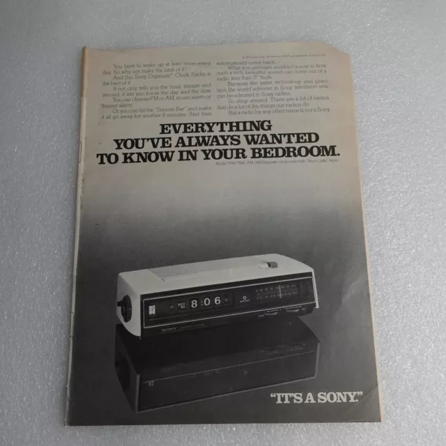 Vintage Print Ad Sony Digimatic Clock Radio Sports Illustrated Feb 17, 1975