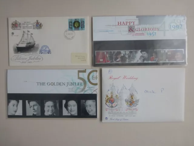 Royal covers & stamps Silver Jubilee, Royal wedding, 40th & 50th anniversary.