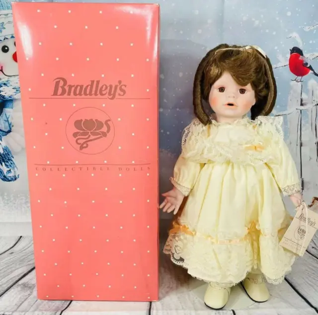 Bradley's Collectible Porcelain Doll "Kari" Signed Open Mouth Original Box 14"