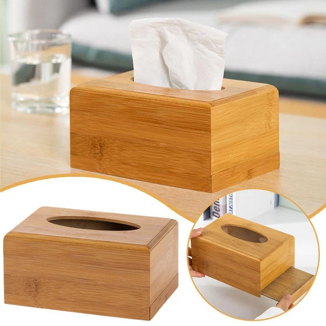 BAMBOO SQUARE TISSUE Box Paper Box Desktop Organizer Home Office Napkin