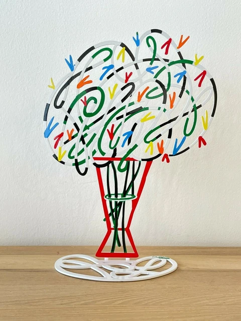 Pop art Metal "Ramo blanco" escultura pintada a mano por DAVID GERSTEIN