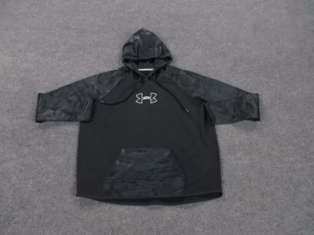 Under Armour Sweatshirt Hoodie Adult XL Black Logo Pullover Pockets Camo Mens