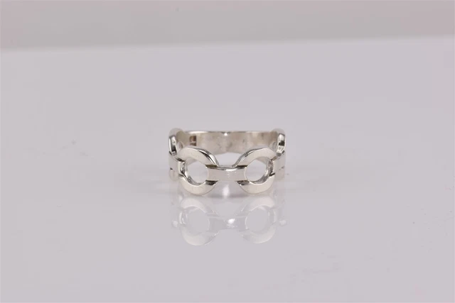 Sterling Silver Linked Circle Band Ring 925 Sz: 7