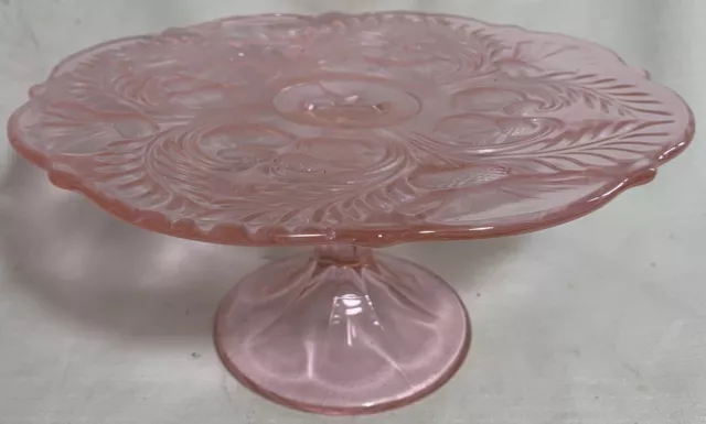 Cake Plate Pastry Tray Bakers Stand Inverted Thistle Passion Pink Mosser Small