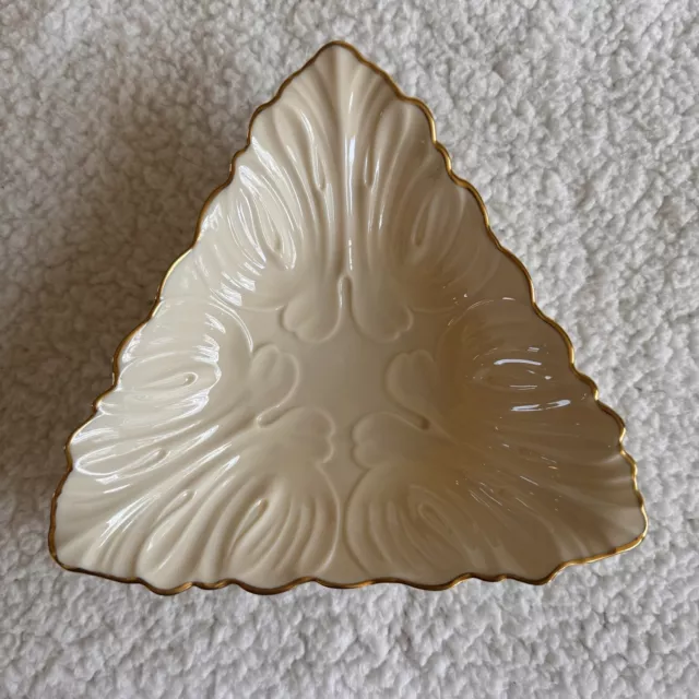 Lenox Triangle Candy or Nut Dish 24k Gold Trim