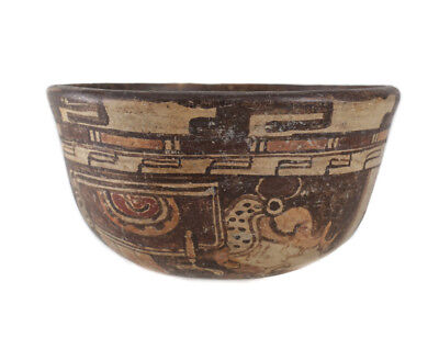Pre Columbian MAYAN Polychrome Pottery Cupador Bowl Banded Museum mark 2