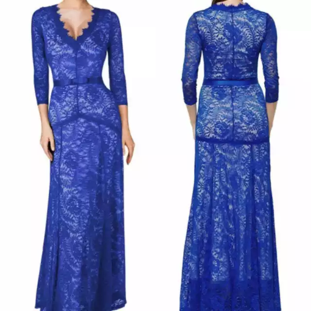 Abito da sera da cerimonia Abito lungo elegante matrimonio vestito in pizzo blu