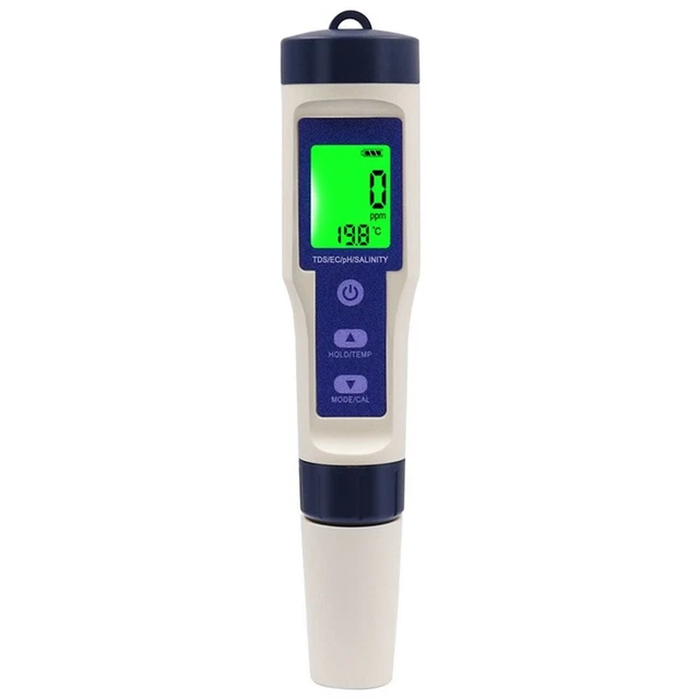 Large Backlit Screen Pool Salt Tester 5 in 1 Digital Salinity Meter  Hot Tubs