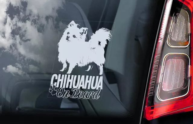 CHIHUAHUA Car Sticker, Long Haired Dog Window Bumper Sign Decal Gift Pet - V07
