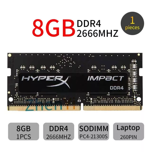 Pour HyperX Impact 8GB DDR4 2666MHz 260Pin PC4-21300 1.2V CL15 Notebook RAM FR