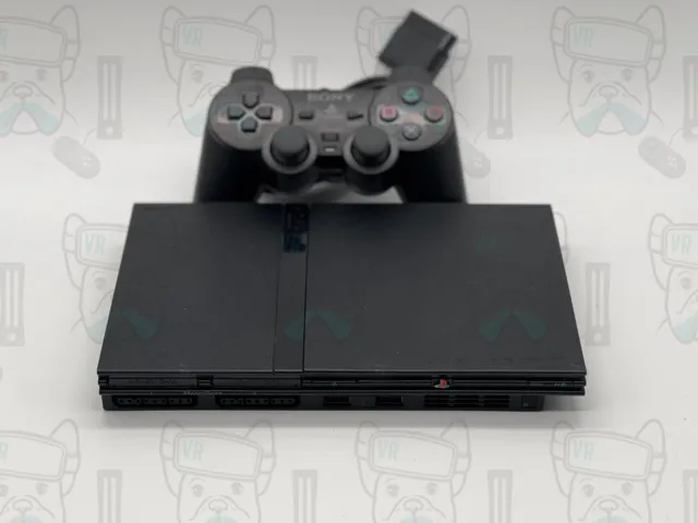 PS2 Konsole SLIM Schwarz Sony Playstation 2 PAL | Alle Kabel | 100% Getestet