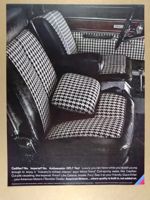 1966 AMC Ambassador DPL houndstooth interior photo vintage print Ad
