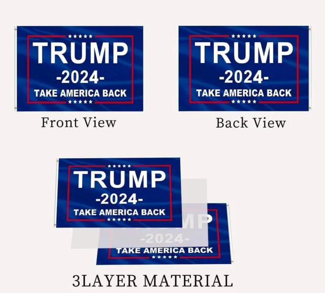 Trump 2024 Take America Back 3x5 Flag Nylon Double Sided (SAME IMAGE BOTH SIDES)