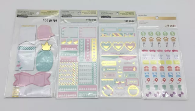 Lot of Four Recollections Planner Accessories NIP Sticky Notes & Stickers Foiled
