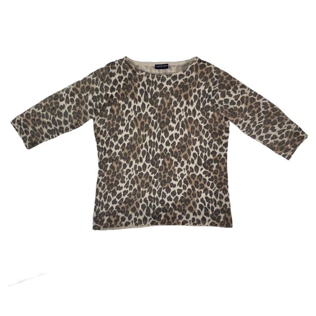 Maglione donna stampa leopardata taglia L lana agnello/angora manica corta 6° senso