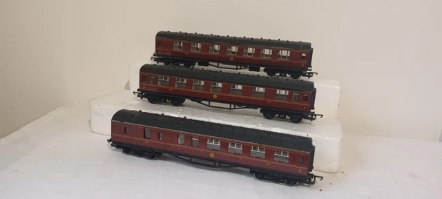 OO GAUGE 3X HORNBY Stanier LMS Coach Maroon Livery 1st/3rd Brake R433 ...