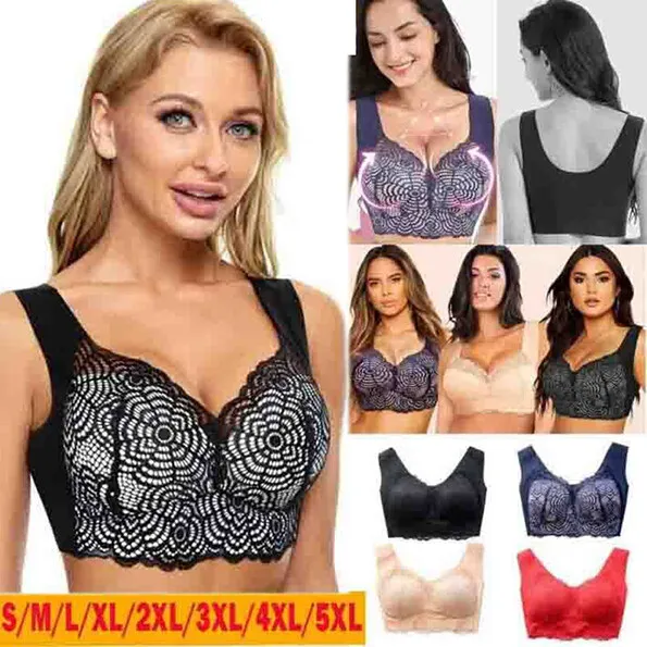6 X Seamless Lace Bralette Crop Top Bra Cleavage Cover Padded Stretch One  Size