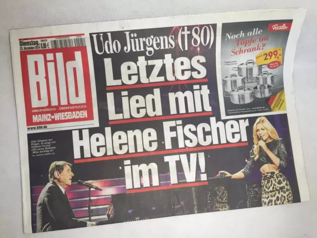 Bildzeitung vom 23.12.2014 * Geschenk zur Geburt * Udo Jürgens * Helene Fischer