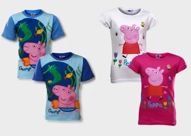 Boys Blue Peppa Pig George T-Shirt Top Tshirt Age 2 3 4 5 6 Bnwt Free P&P