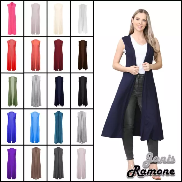 Cardigan donna senza maniche fidanzato aperto lungo a tracolla maxi cardigan donna