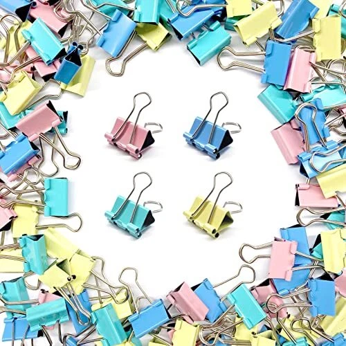 120 Pcs Colored Binder Clips, 3/4inch(19mm), Small Sizefor Office Supplies, 4