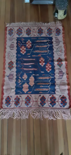 Kilim Traditionnel Persan Rose et Bleu Teppich Rug Alfombra