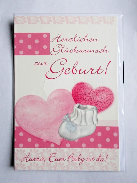 HERZLICHEN GLÜCKWUNSCH ZUR Geburt Glückwunschkarte mit Umschlag