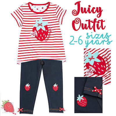 Girls Top and Leggings Set Matching Sets Summer Outfit Age 2 3 4 5 6 100% Cotton