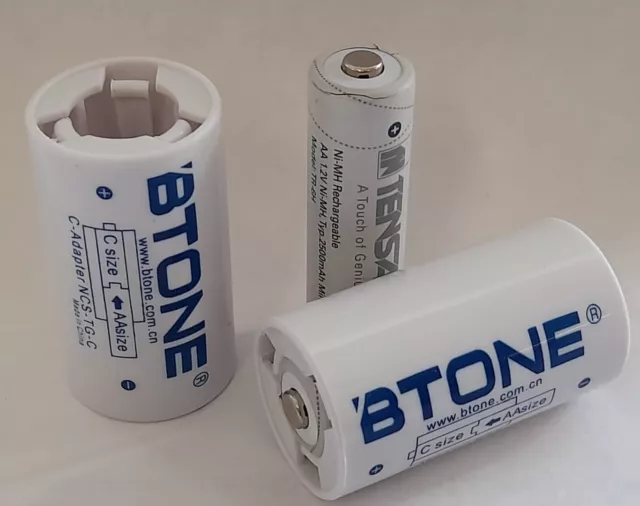 2er BTONE Batterieadapter Akku Adapter AA Mignon auf Mono D und Baby C