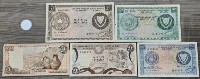 Cyprus banknote  various dates ( 5 pieces)