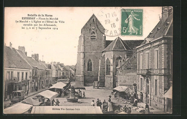 CPA Esternay, Place du Marché 1916