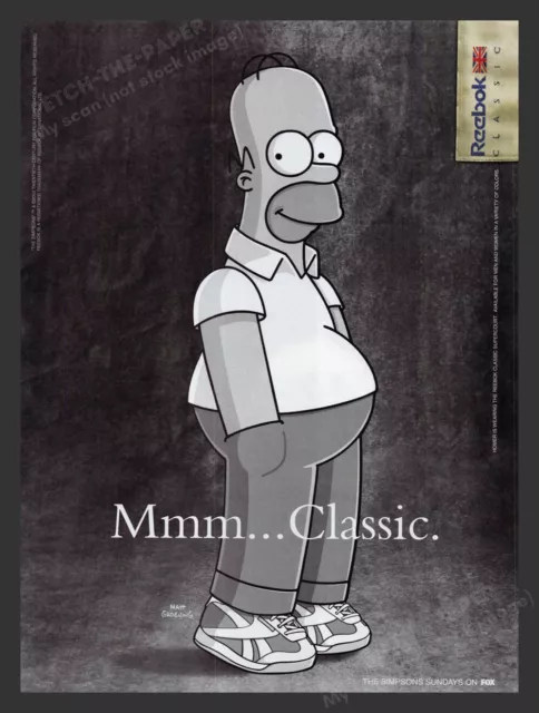 Reebok Classic Supercourt Shoes Homer Simpson 2000s Print Advertisement Ad 2003