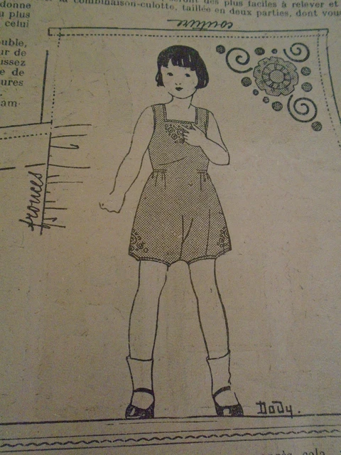 Patron Poupée Bleuette - Trousseau Combinaison Brodée 1931 - Semaine Su - Très Bon état