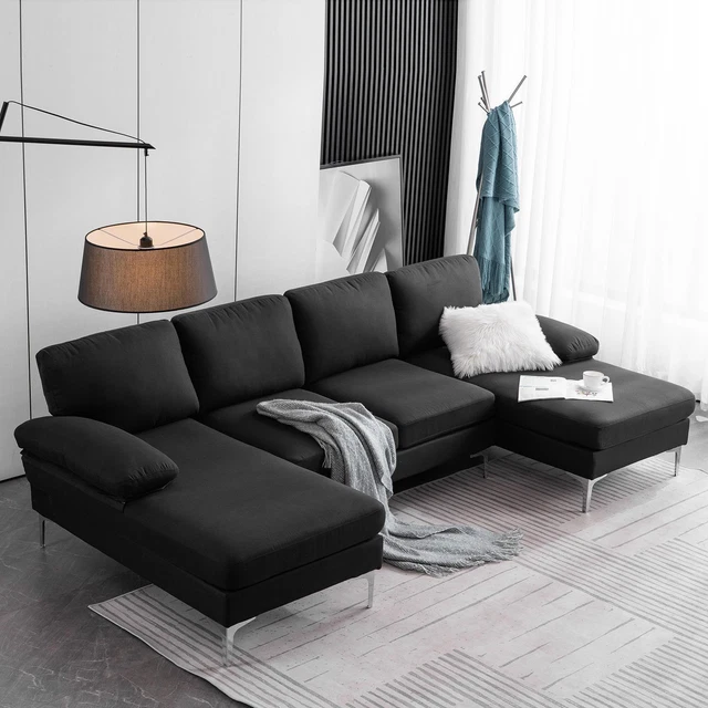 FCH 4 Seat Comfortable Sectional Sofa Set Modern Couch with Two Chaise U Shape